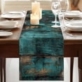 thumbnail image 3 of Teal Brown Vintage Wood 90 Inch Table Runner, Abstract Retro Shabby Plank Farmhouse Dresser Scarf Cotton & Linen Tablerunner for Dining/Kitchen Island/Holiday Party Décor 13" x 90", 3 of 9