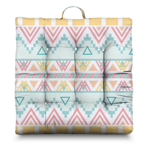 Aesthetic Room Decor Floor Cushion 22 Inch Square Dutch Velvet Pillow, Bohemian Style, Lightweight for Meditation & Lounge