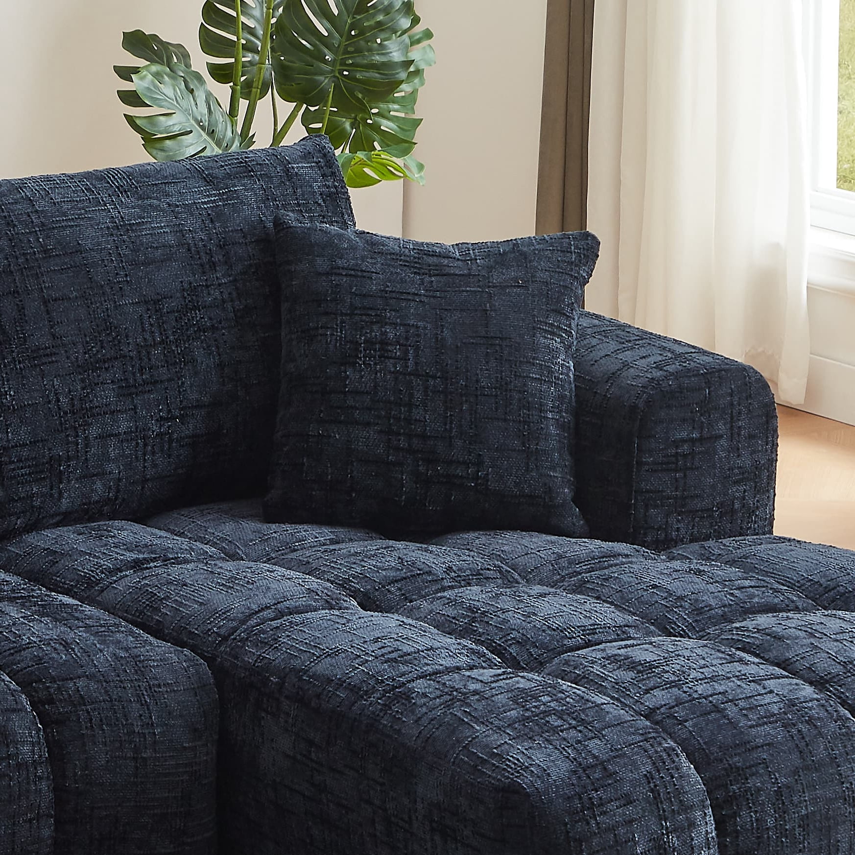 MAYEERTY Chenille L-Shape Oversized Sectional Sofa, Minimalist Luxury Sleeper Couch for Apartments, 108" W x 63" D x 34" H