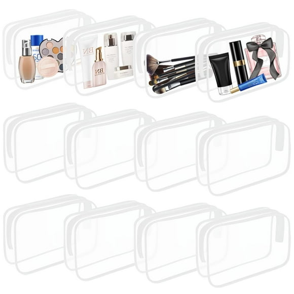Bolsa de cosméticos YOQIVEXU de PVC transparente con cierre impermeable (12 unidades)