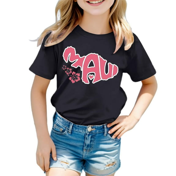 Hienoo Toddler Girls Graphic T Shirt Short Sleeve Crew Neck Tshirt Casual Loose T-Shirt