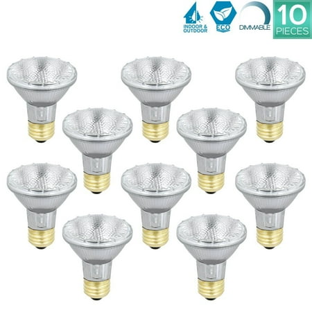 500 Base Unit - Luxrite LR20613 (10-Pack) 38PAR20/120V 38-Watt Eco Halogen Par20 Light Bulb, Dimmable, Equivalent to 50W Incandescent, 2900K, 500 Lumens, E26 medium base