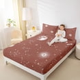thumbnail image 4 of jejeloiu Galaxy Starry Sky Full Size Sheets,Constellation Pattern Bed Sheets,Brown White Sheet Sets For Girls Kids,Microfiber Bedroom Decor,4-Piece, 4 of 7