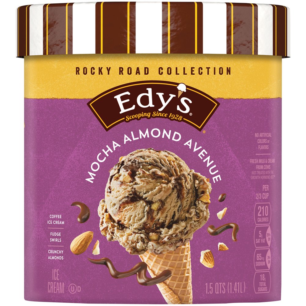EDY'S/DREYER'S Mocha Almond Fudge Ice Cream, 1.5 Qt. Tub Made with fresh milk & cream and no