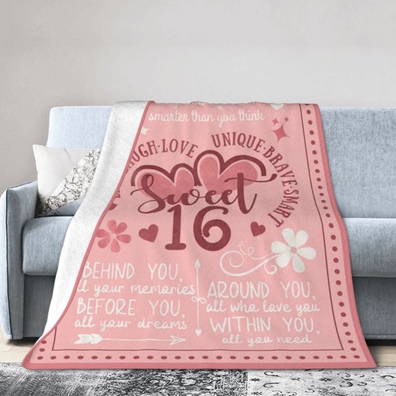 DAJU Sweet 16 Gifts For Girls Throw Blanket Soft Fuzzy Fleece Blanket For Couch Bed Living Room Decoration(30*40inch)