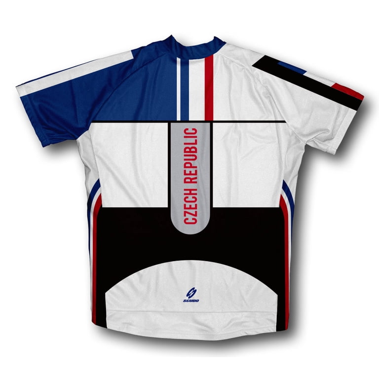 ScudoPro Czech Republic Men's Cycling Jersey - Full Zip Bike Short Sleeve Euro Cut