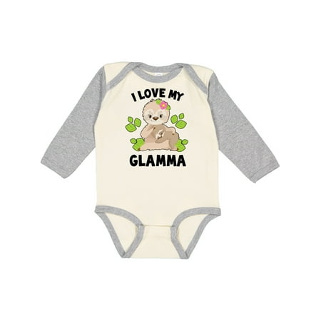 

Inktastic Cute Sloth I Love My Glamma with Green Leaves Gift Baby Boy or Baby Girl Long Sleeve Bodysuit