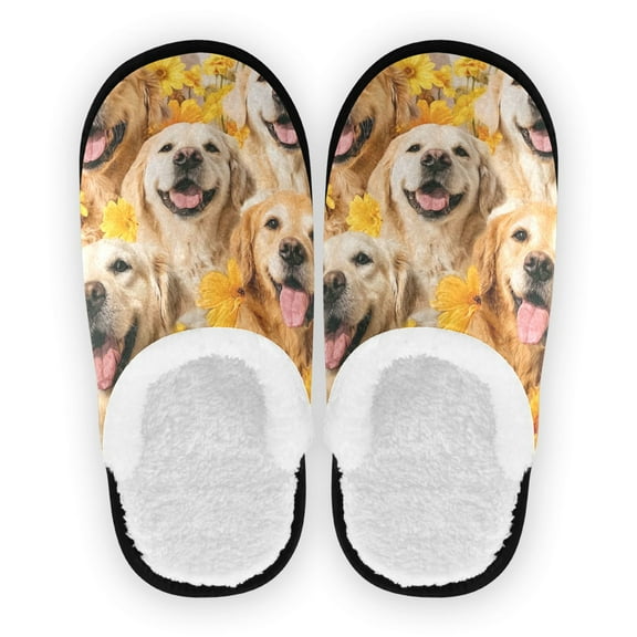 Iauyy Women's Men's Slippers, Non-Slip Travel Unisex Cotton Flannel House Shoes or Spa Slippers ,Silly Dog