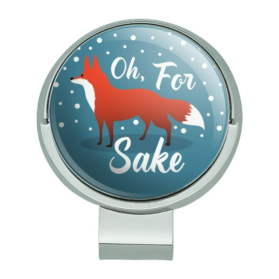 Oh For Fox Sake Funny on Teal Golf Hat Clip With Magnetic Ball Marker
