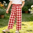 thumbnail image 5 of Zpanxa Girls Buffalo Plaid Wide Leg Pants Elastic Waistband Loose Fit Trendy Casual Trousers with Pockets for School Pants for Girls, 5 of 8