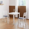 thumbnail image 4 of Livinia Seattle 3-Piece Wooden Dining Table Set for 2, Modern Farmhouse Kitchen Dining Room Set with Solid Wood Ladder Back Chairs for Small Space (White), 4 of 8