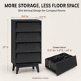 thumbnail image 3 of Enyopro 4 Drawer Dresser for Bedroom, Black Wooden Chest of Drawers, Bevel Design Modern 4 Drawer Chest Storage Dresser for Closet, Living Room, Hallway, 3 of 7