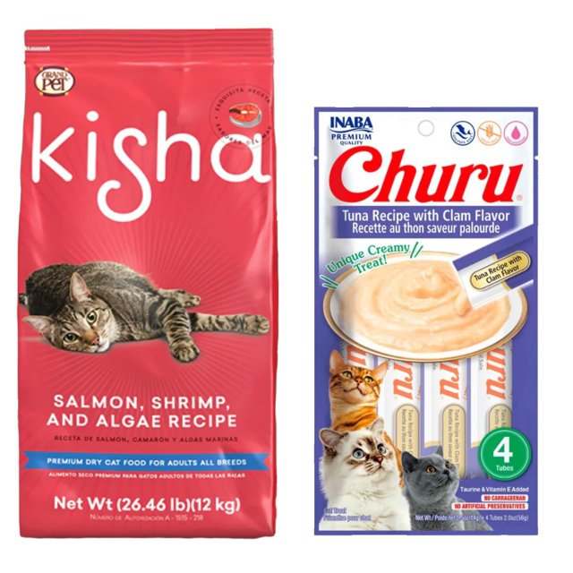 Kisha 12 kg + Churu Atún con Almeja Sobre con 4 Tubos