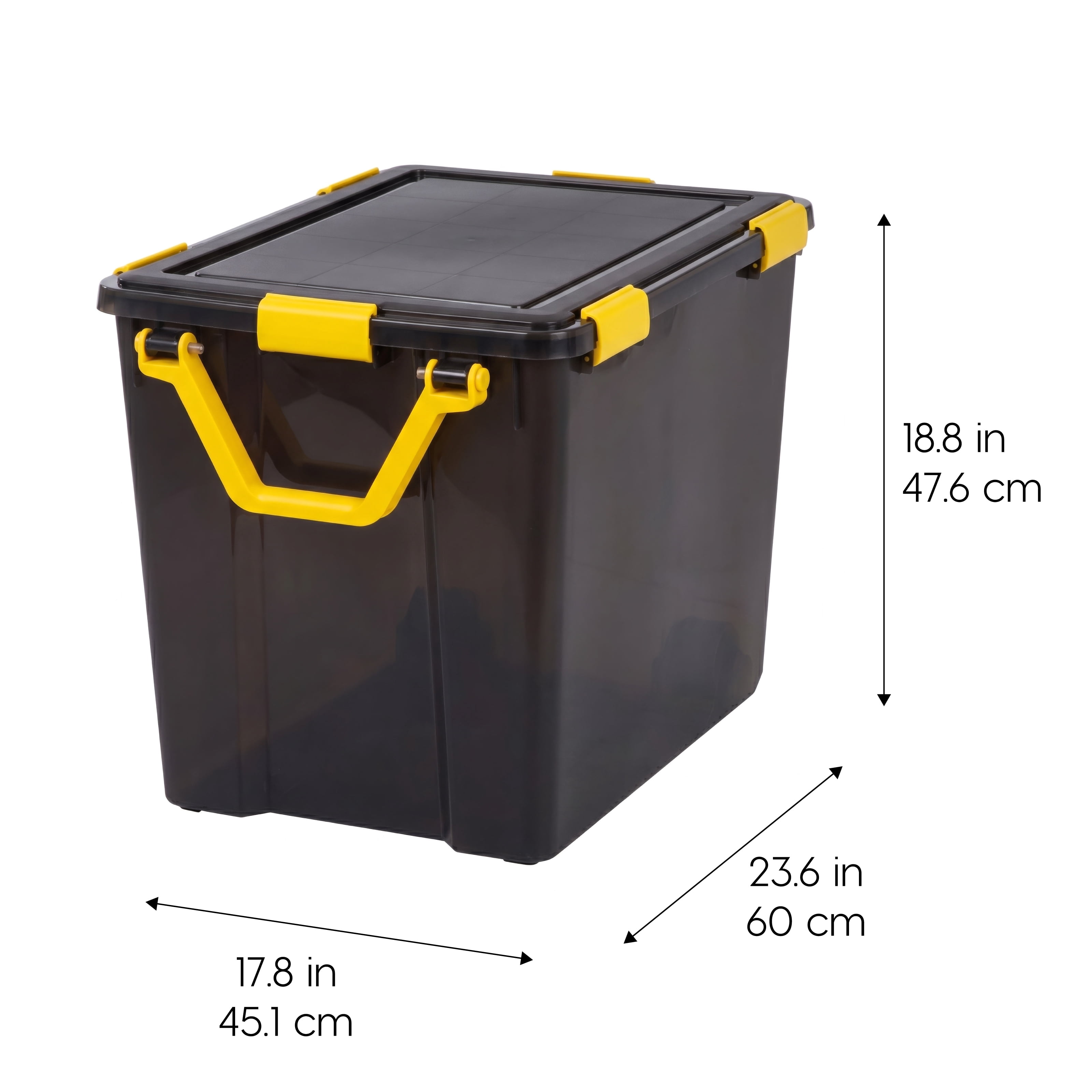 IRIS, 26 Gal Plastic Storage Bins with Sealed Lids, Black Gasket Box Airtight Containers with Handles and Wheels 4Pk
