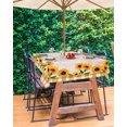 thumbnail image 3 of Outdoor Tablecloth with Umbrella Hole,Sunflower Orange Plaid Retro Envelope Spillproof Waterproof Table Cloth Zippered Table Covers,Summer Farm Flower Plant Washable Tablecloths for Picnic/Patio, 3 of 6