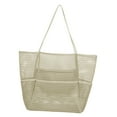 thumbnail image 4 of Bolsa de asas de playa de malla Bolsa de almacenamiento Juguete ños Gran capacidad Cosmética Bolsa de hombro multifunción Bolso para vacaciones blanco Salvador Bolso de playa, 4 of 10