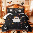 thumbnail image 2 of Manfei Cartoon Cute Ghost Quilt Full,Hello Fall Foliage Print Halloween Full Bedspread Sets,3pcs,1 Coverlet and 2 Pillowcases, 2 of 7