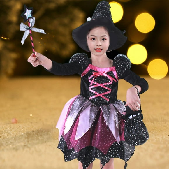 Disfraz de Halloween Yinane para niñas vestido de princesa 120cm, disfraz de brujita