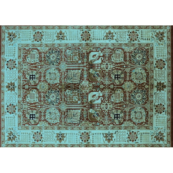 Ahgly Company Indoor Rectangle Oriental Light Blue Industrial Area Rugs, 2' x 3'