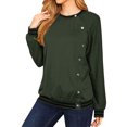 thumbnail image 4 of STARVNC Femmes Col Rond Manches Longues Bouton Épissé Fermeture Couleur Bloc Sweatshirt, 4 of 7