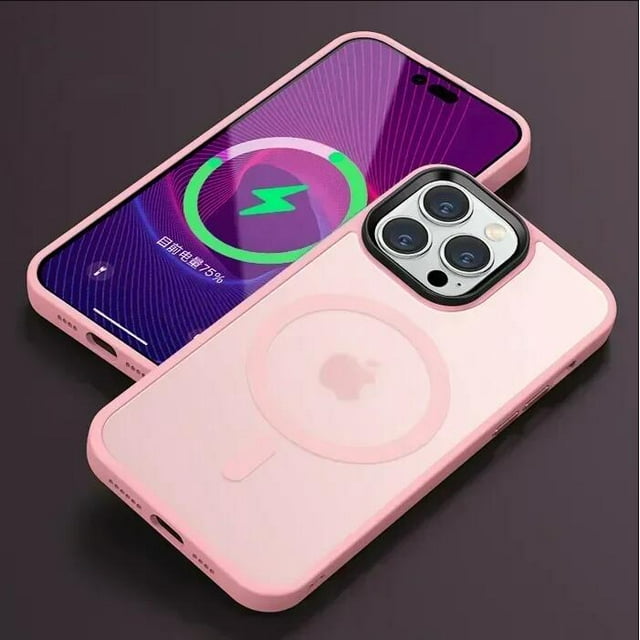 Matte Translucent Frosted Phone Case For IPhone 15 14 13 12 11 Pro Max Plus Magnetic Case For Magsafe Wireless Charging Cover Pink For iphone11Pro