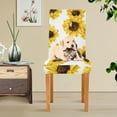 thumbnail image 5 of Dining Chair Covers White Sunflower Chair Slipcovers Washable Removable Chair Cover Protector for Home, Restaurant, Hotel, Ceremony, Banquet Wedding Party 4PCS, 5 of 6