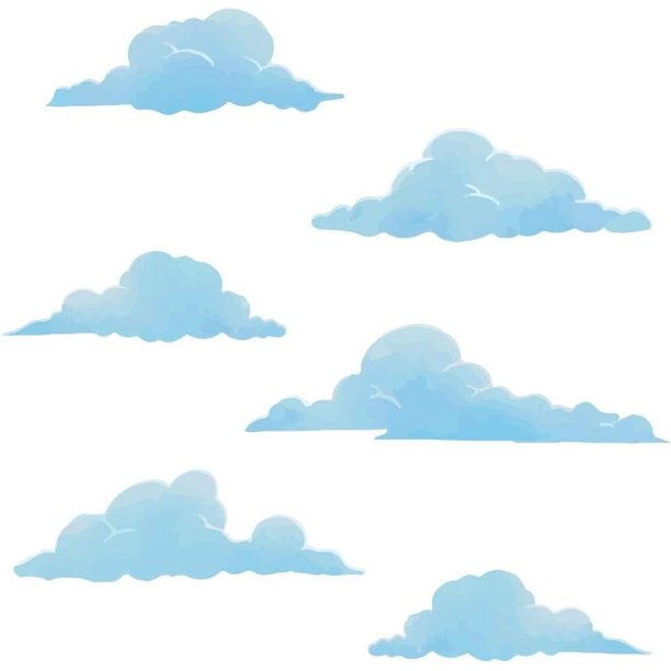 Pegatinas de pared de nubes azules, decoración de nubes de acuarela, calcomanías de pared de vinilo extraíbles, calcomanías de bricolaje para decoración del hogar, mural de nubes, habitación de bebé