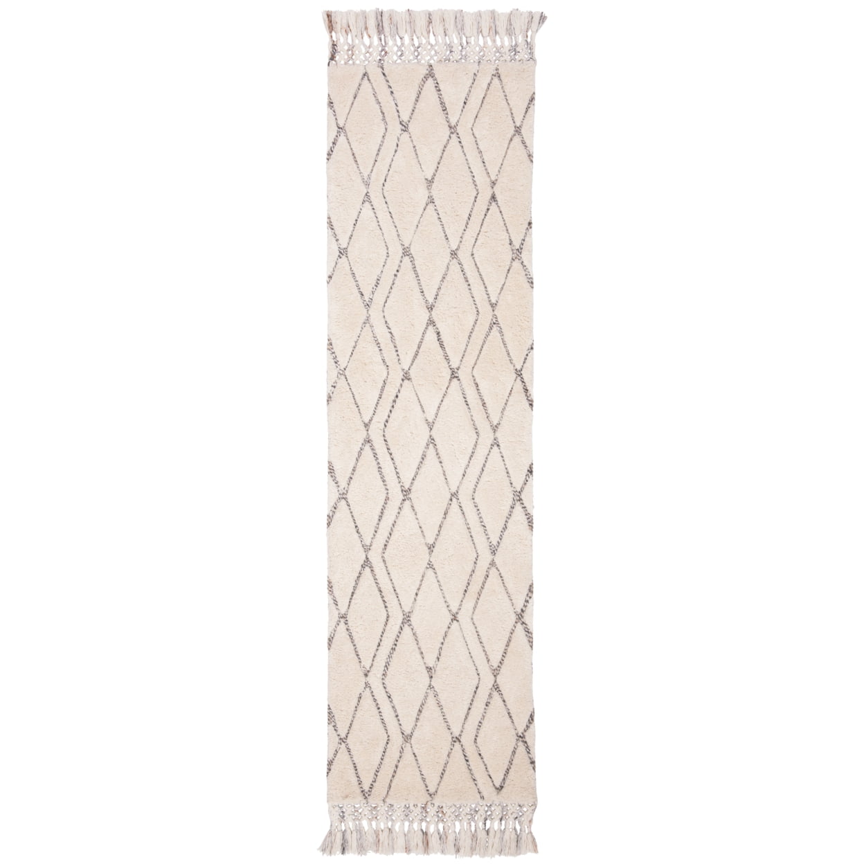 SAFAVIEH Casablanca Eunice Geometric Diamonds Shag Area Rug, Ivory/Grey, 5' x 8'