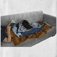 thumbnail image 6 of Shark Soft Flannel Fleece Throw Blanket, Wild Fish Breaking Wooden Plank Danger Sign Killer Creature Fun Illustration, Cozy Plush for Indoor and Outdoor Use, 50" x 70", Ginger Dark Blue, by Ambesonne, 6 of 6