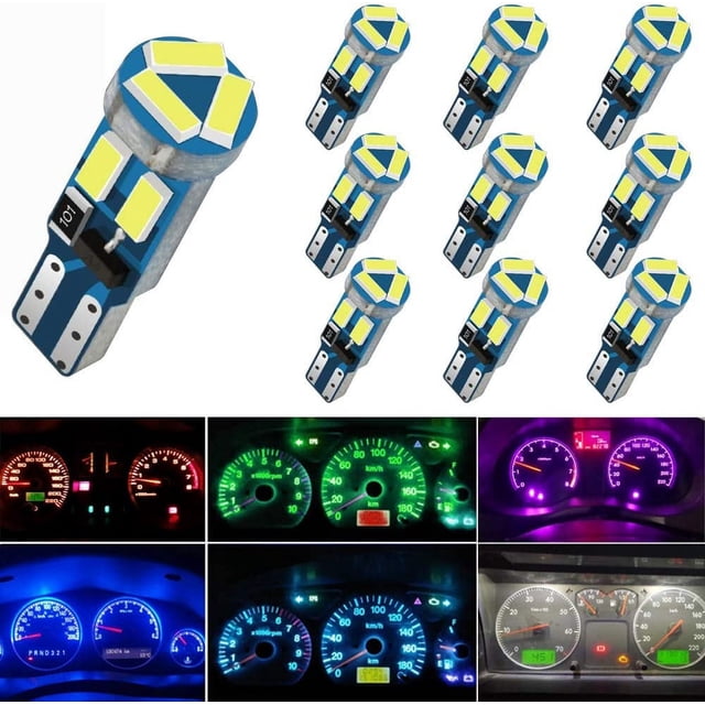 Paquete de 10 bombillas LED T5 con casquillo de bloqueo giratorio (rojo) 74 70 37 17 2721 PC74 PC37 LED, utilizadas para luces indicadoras del tablero interior de los automóviles.