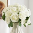 thumbnail image 2 of Artificial Flowers 25pcs Real Looking Ivory Foam Fake Roses with Stems for DIY Wedding Bouquets White Bridal Shower Centerpieces Arrangements Party Tables Decorations, 2 of 8