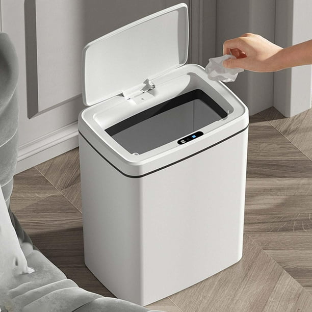 Bote de Basura Electrico Bote de Basura Inteligente con Tapa Bote de Basura Angosto Bote de Basura de Induccion Inteligente Bote de Basura Automat 14L Blanco BLESIY bote de basura de cocina