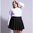 thumbnail image 5 of Women's Plus Size Mini Skater Skirt- Basic Versatile High Waisted Flared Casual Stretchy Skirts Black, 5 of 7