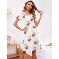 thumbnail image 3 of Ekouaer Nightgown for Women Button Down Nightshirt Boyfriend Sleep Shirt Short Sleeve Pajamas Dress, 3 of 6