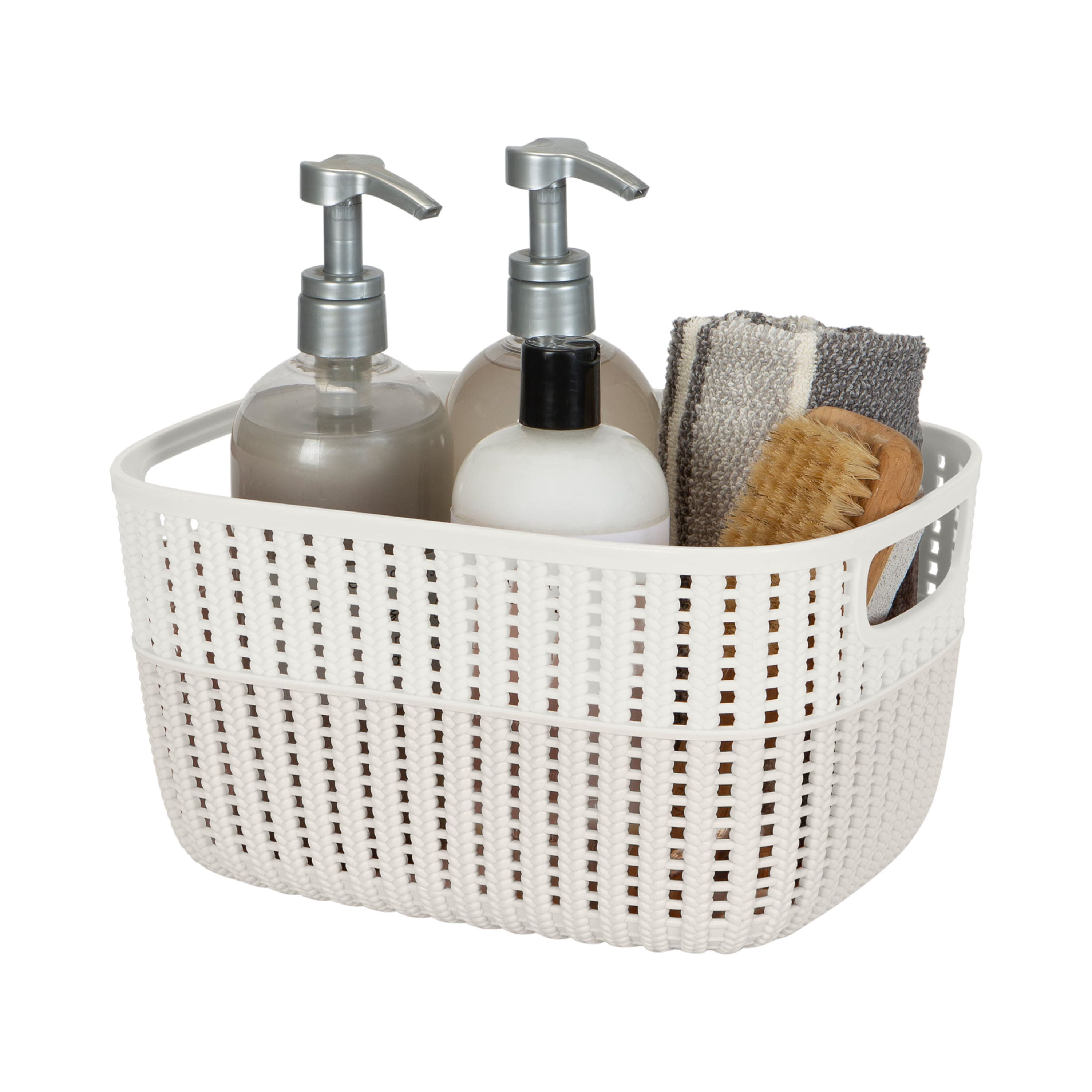 Simplify 4 Pack 2-Tone Decorative Plastic Medium Storage Basket in Ivory