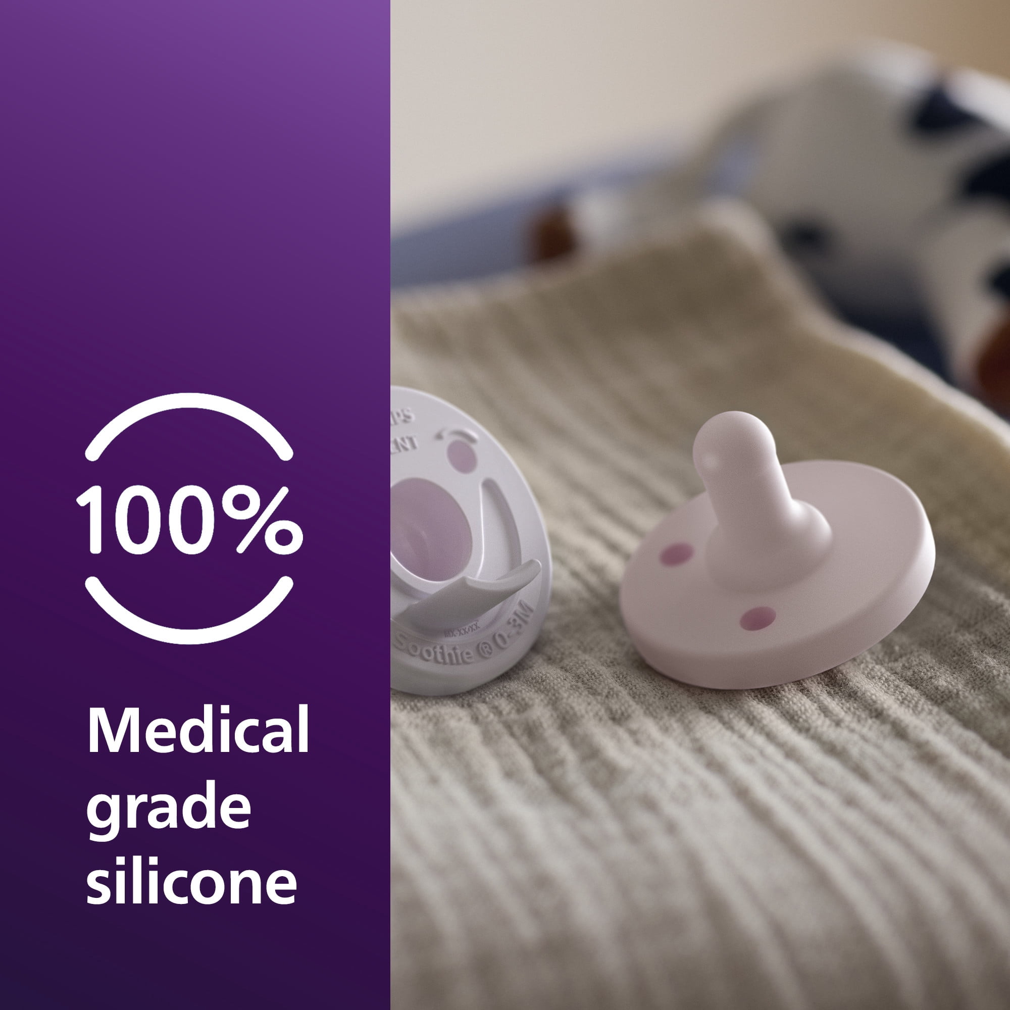 Philips Avent Soothie Baby Pacifiers - 100% Silicone Pacifiers For Babies 3-18 Months, One-Piece Design, Bpa-Free, Extra Durable, Lilac and Pink, 4 Pack, Model SCF192/70