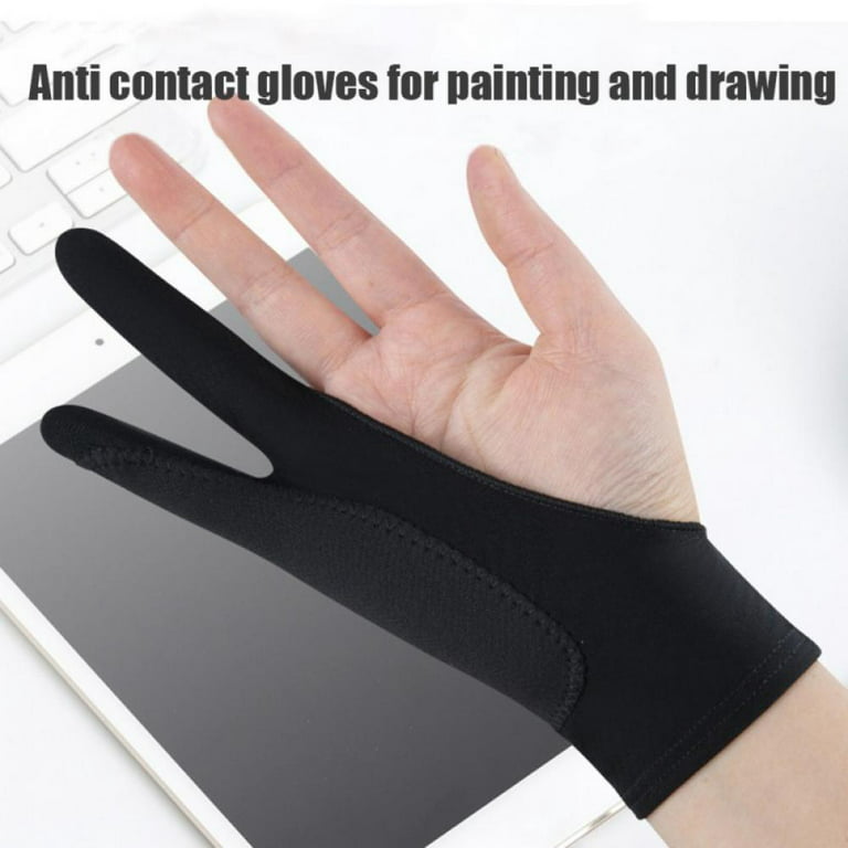 D-GROEE 1Pc Artists Gloves - Palm Rejection Gloves with Two Fingers for  Paper Sketching, iPad, Graphics Drawing Tablet, Suitable for Left and Right