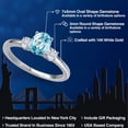 thumbnail image 2 of Gem Stone King 14K White Gold Blue Zircon and White Moissanite Engagement Ring for Women | 1.45 Cttw | Oval 7X5MM | Gemstone Birthstone | Size 5, 2 of 6