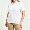 thumbnail image 5 of YHAJDS Polo Shirts for Women Short Sleeve Solid Color Drop Shoulder Collared Plus Size, 5 of 5