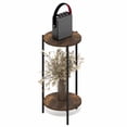 thumbnail image 5 of Furinno BESI 2-Tier Round Narrow Metal Frame Metal Legs End Table Amber Pine, 5 of 5