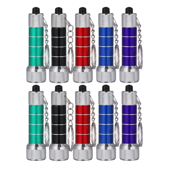 10 mini linternas creativas con 5 LED, potente linterna, llavero para niños, color aleatorio