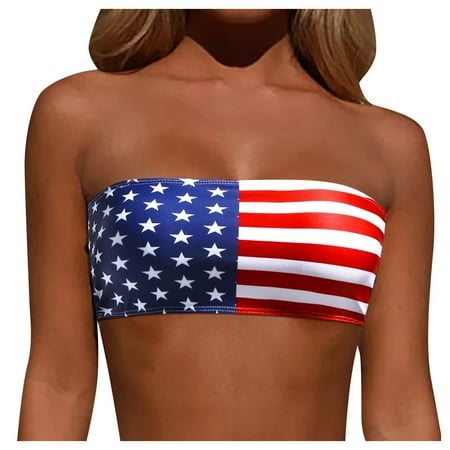 Women Removable Shoulder Strap Skin Top Swimwear Tops Strapless Bikini Tube Top Dresses Summer Top Bandeau Swim Top Tube Top Bra Tube Top Swimsuit Blouse