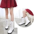 thumbnail image 6 of Kid's Girls Leather Lace-Up Zipper Mid Calf Combat Riding Winter Boots (Toddler/Little Kid/Big Kid), 6 of 7