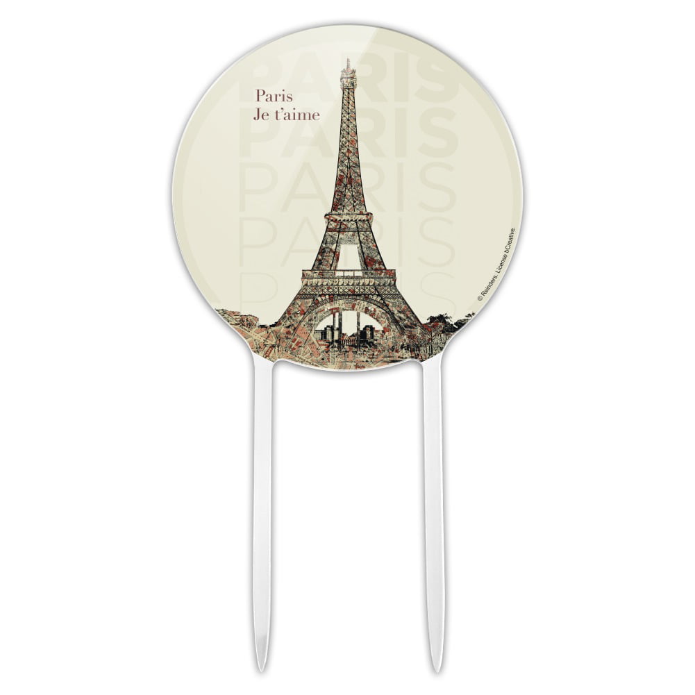 GLITTER EIFFEL TOWER Shape Cupcake Topper Pick 4” Tall by 2-1/4" Choose Color 