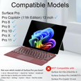 thumbnail image 2 of Slim Surface Type Cover for Pro 11/10/9/8/X 13", Backlit Keyboard with Trackpad and Pen Holder,Burgundy, 2 of 7