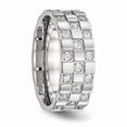 thumbnail image 4 of Stainless Steel Polished Checkered Board CZ Ring Size: 7; for Adults and Teens; for Women and Men, 4 of 6