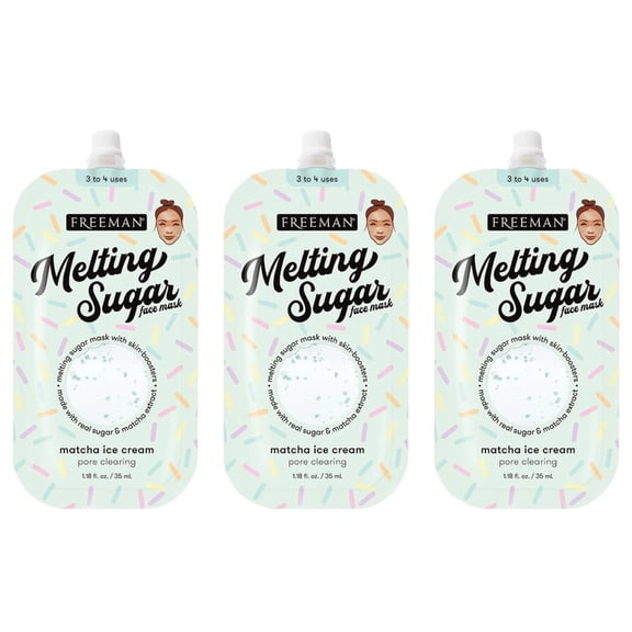Freeman Melting Sugar Moisturizing Face Mask Matcha Ice Cream 1.18oz Pack of 3