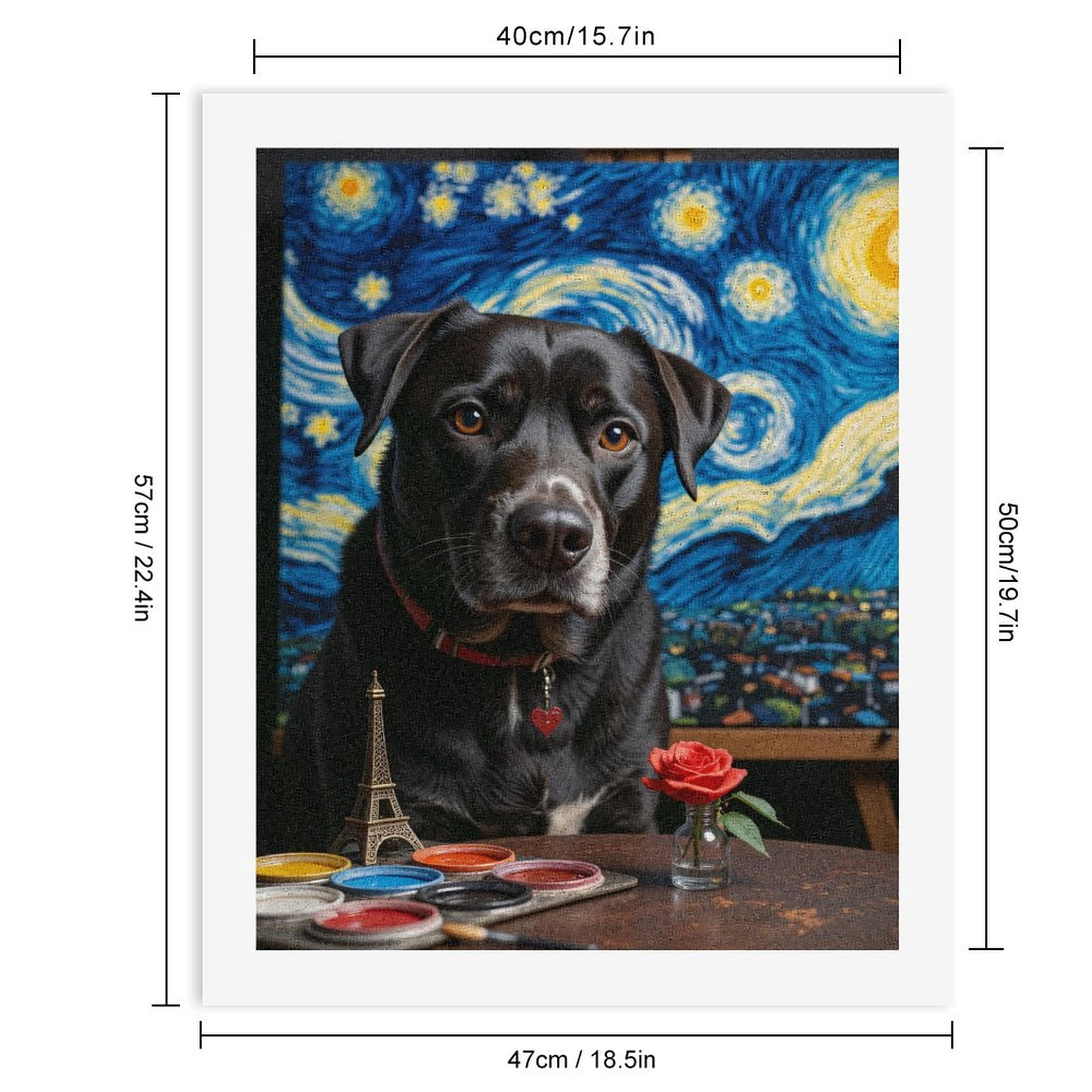 Paint By Numbers Kit for Adults Beginner - Dog Art Painting Night Sky DIY Canvas Painting Kits for Adults, Frameless Paint By Number for Adults for Home Wall Decor 16x20 Inch