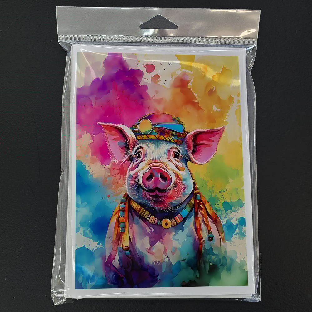 thumbnail image 3 of Hippie Animal Pig Greeting Cards Pack of 8 7 in x 5 in, 3 of 3