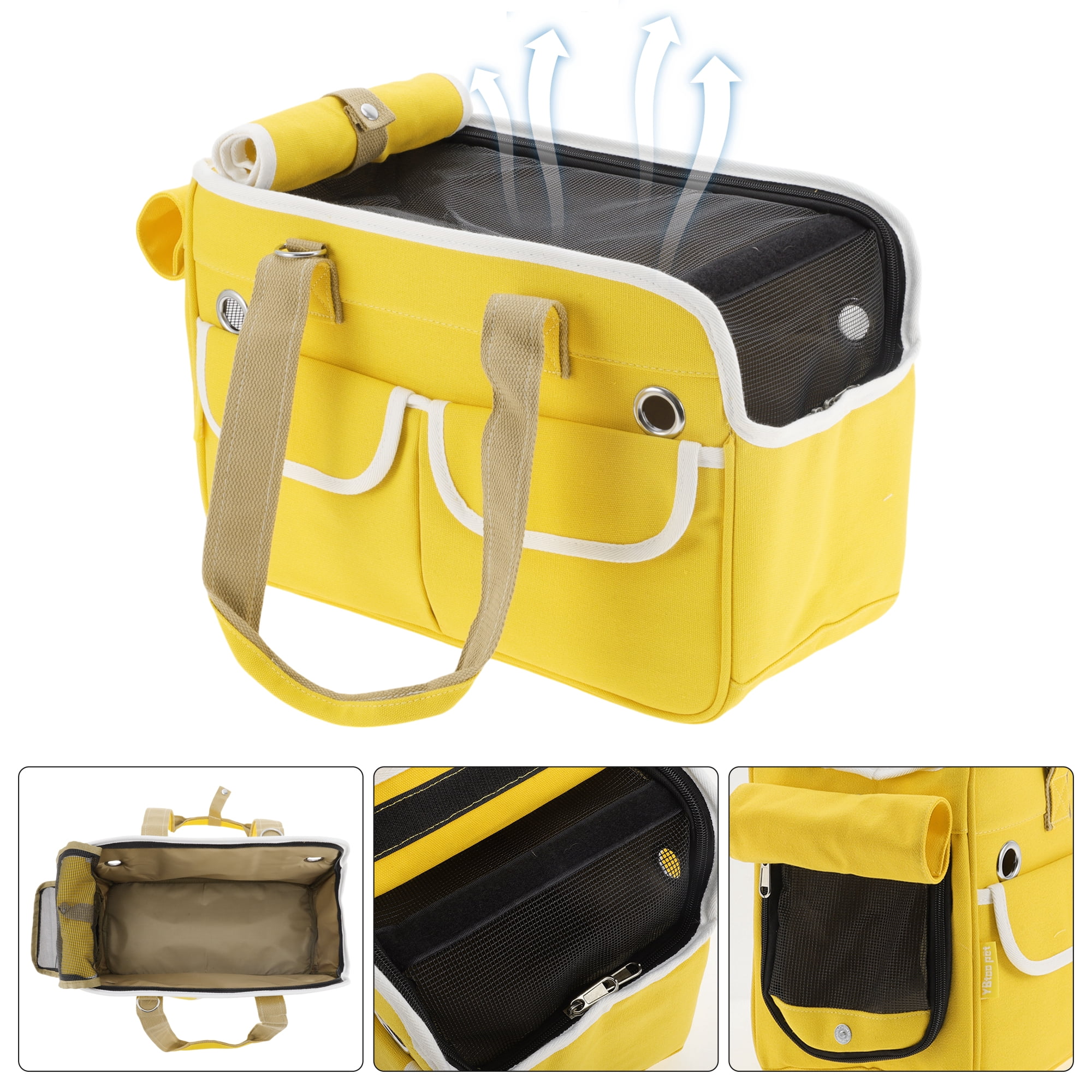 Unique Bargains Foldable Pet Carrier Bag with Removable Mat Yellow